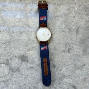Men’s Smathers and Branson American flag needlepoint watch